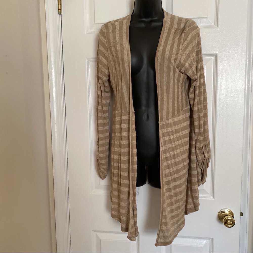 NWT Taupe / Tan striped cardigan